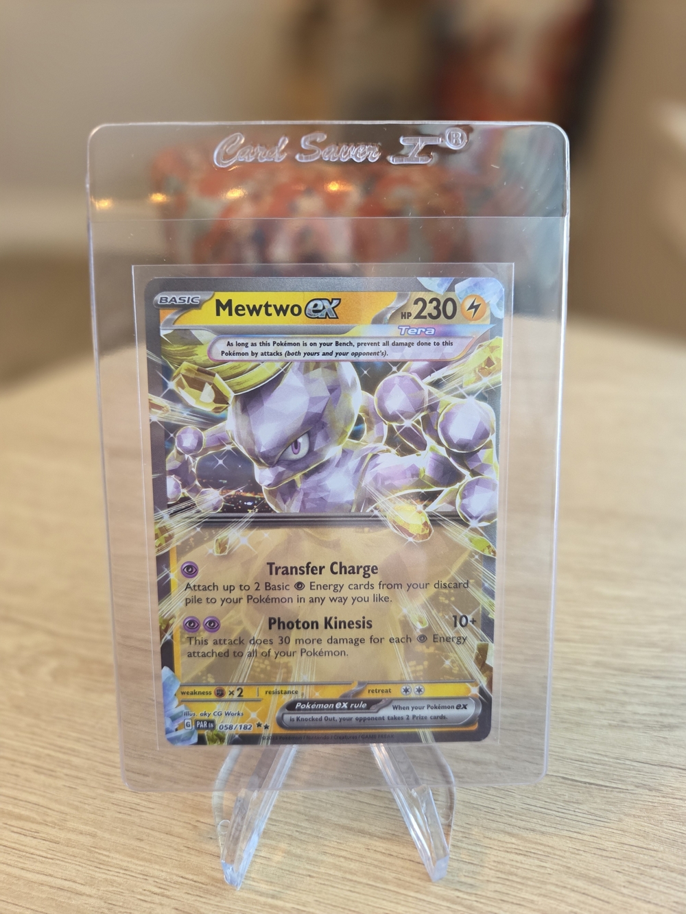 Mewtwo ex Pokémon Card Holographic Artwork- Paldean Fates #058/182